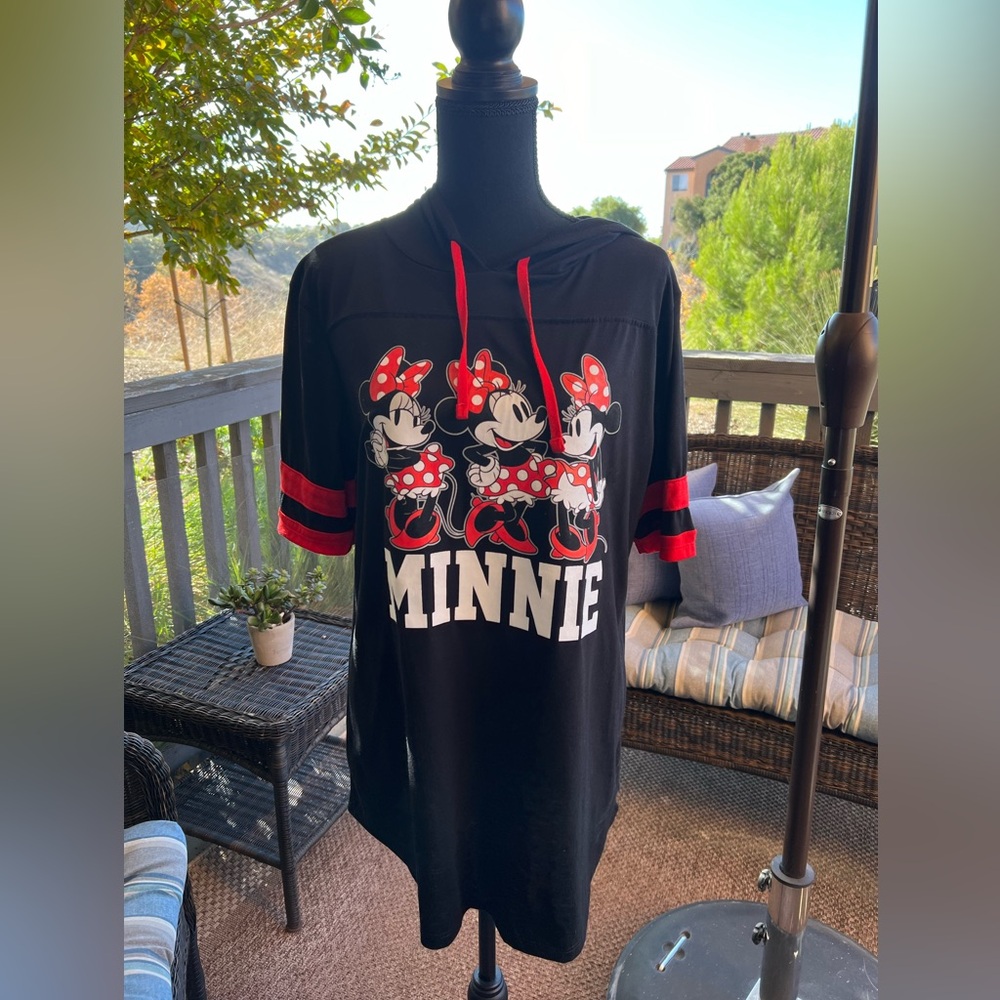 Disney Minnie Mouse Black and Red Hooded Tshirt